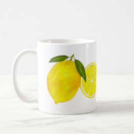 Caneca De Café Limão amarelo personalizado com aquarela