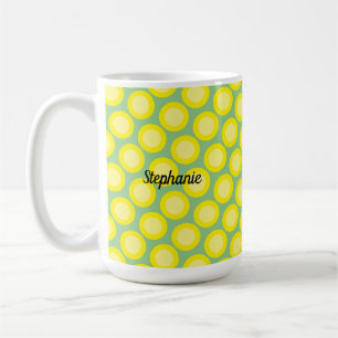 Caneca De Café Limão Amarelo Sage Verde Nome Personalizado Dif Fa