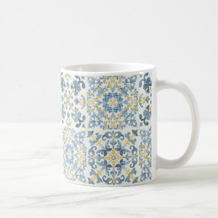Caneca De Café Limão Azulejo Azul Italiano