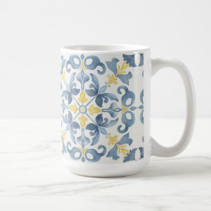 Caneca De Café Limão Azulejo Azul Italiano