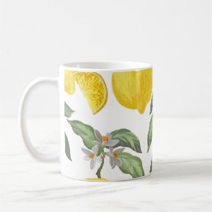 Caneca De Café Limão: colheita de frutas tropicais sem costura