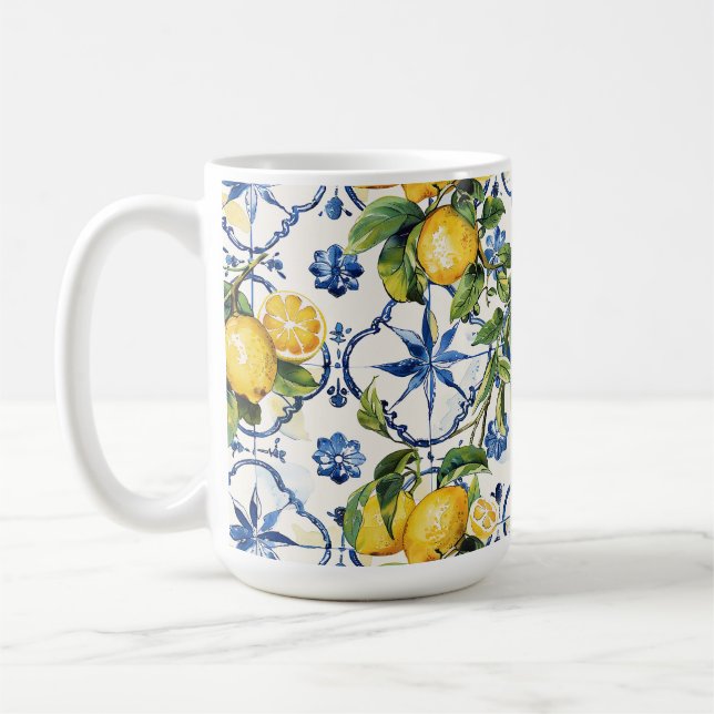 Caneca De Café Limão da Costa Amalfi e padrão dos Azulejos (Esquerda)