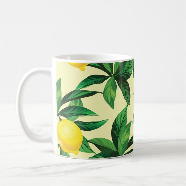 Caneca De Café Limão de vindima, padrão decorativo sem costura (Esquerda)