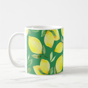 Caneca De Café limão,padrão de aquarela,fundo,fruta,papel de pare