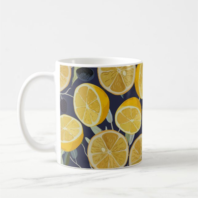 Caneca De Café Limão, ramo de oliveira, safra. (Esquerda)