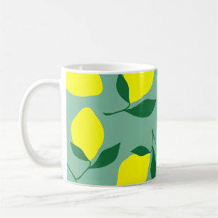 Caneca De Café Limão Simples, Impressão de Fundo Verde.