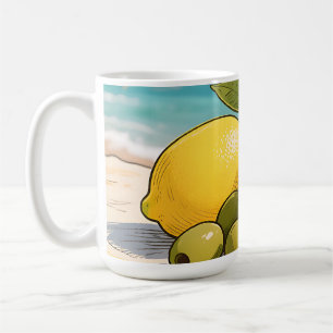 Caneca De Café Limão Solitário Azeitona Praia Fresca