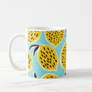 Caneca De Café Limão Vintage: Padrão Desenhado À Mão Sem Costura
