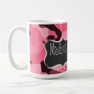 Caneca De Café Limiar Camo cor-de-rosa; Camuflagem; Quadro retro