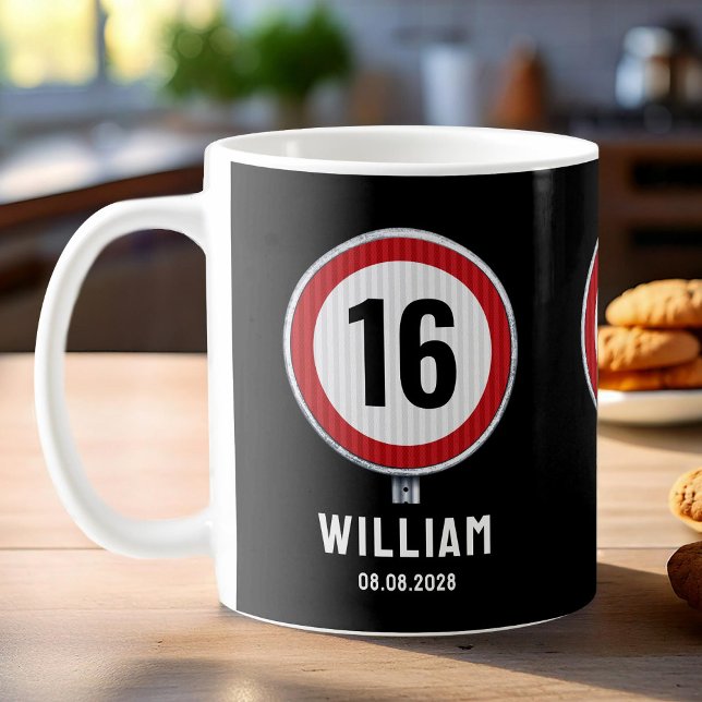 Caneca De Café Limite de Velocidade de 16 Anos (Criador carregado)