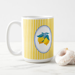 Caneca De Café Limões Amarelos de Amalfi Estilo Mediterrâneo