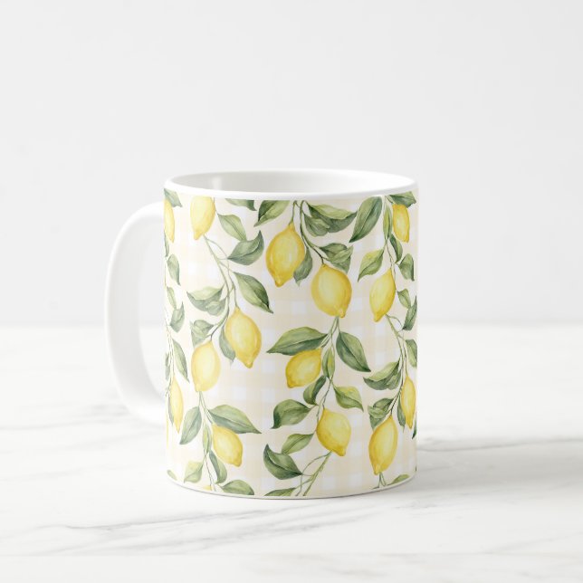 Caneca De Café Limões Amarelos Frescos (Frente Esquerda)