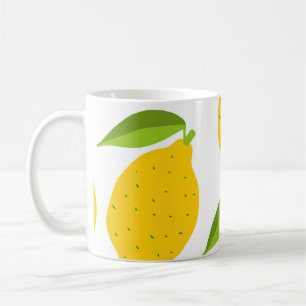 Caneca De Café Limões amarelos, padrão artístico sem costura.