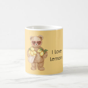 Caneca De Café Limões de ursinho de pelúcia óculos de coração  