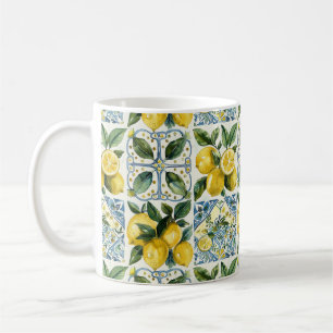 Caneca De Café Limões e Azulejos italianos La Dolce Vita Pattern