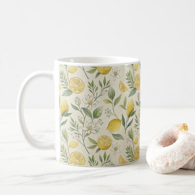 Caneca De Café Limões e Flores - Pista de café (Com Donut)