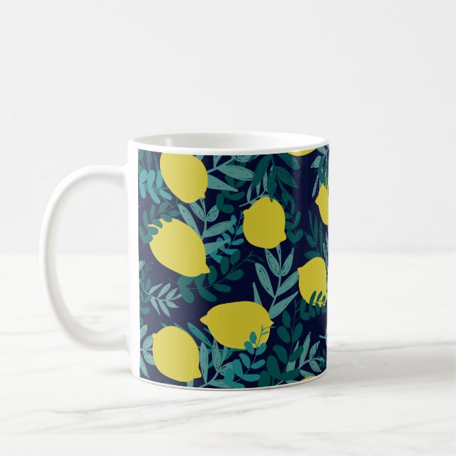 Caneca De Café Limões e padrão das folhas (Esquerda)