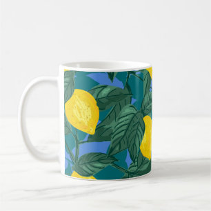 Caneca De Café Limões, folhas: padrão tropical dos citros.