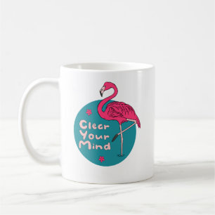 Caneca De Café Limpe Sua Mente Kawaii Belo Flamingo Rosa