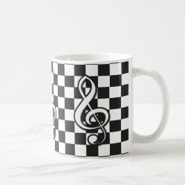 Caneca De Café Limpeza moderna de preto e branco no quadro de con