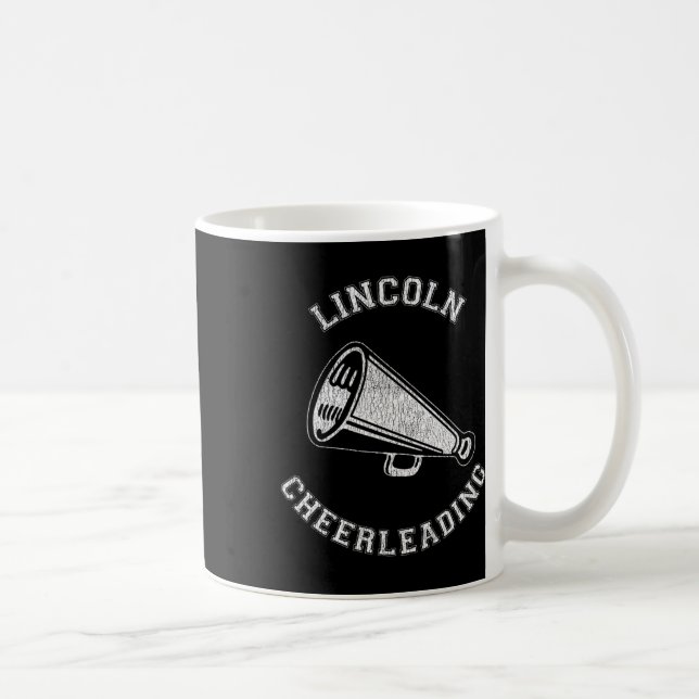 Caneca De Café Lincoln Cheer Angustiado Retro Cheerleader dos ano (Direita)