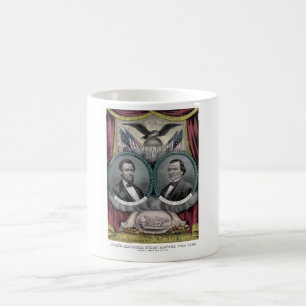 Caneca De Café Lincoln e bandeira 1864 da eleição de Johnson
