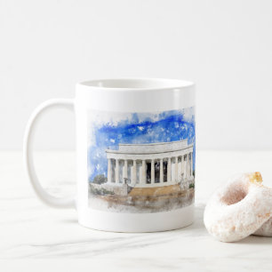 Caneca De Café Lincoln Memorial facade em aquarela