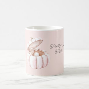 Caneca De Café Linda Abóbora Pérola com Laço Rosa