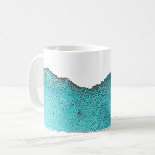 Caneca De Café Linda Abstrato Turquoise com tinta Dourada