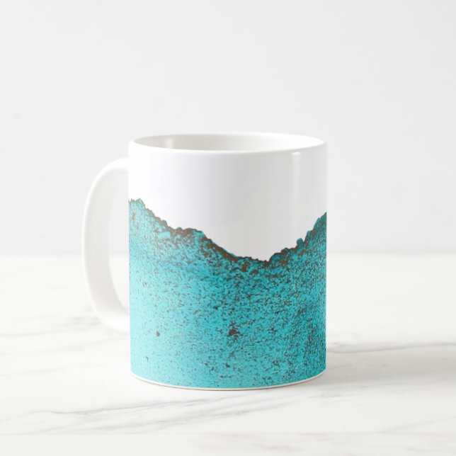 Caneca De Café Linda Abstrato Turquoise Dourada Ink Art (Frente Esquerda)