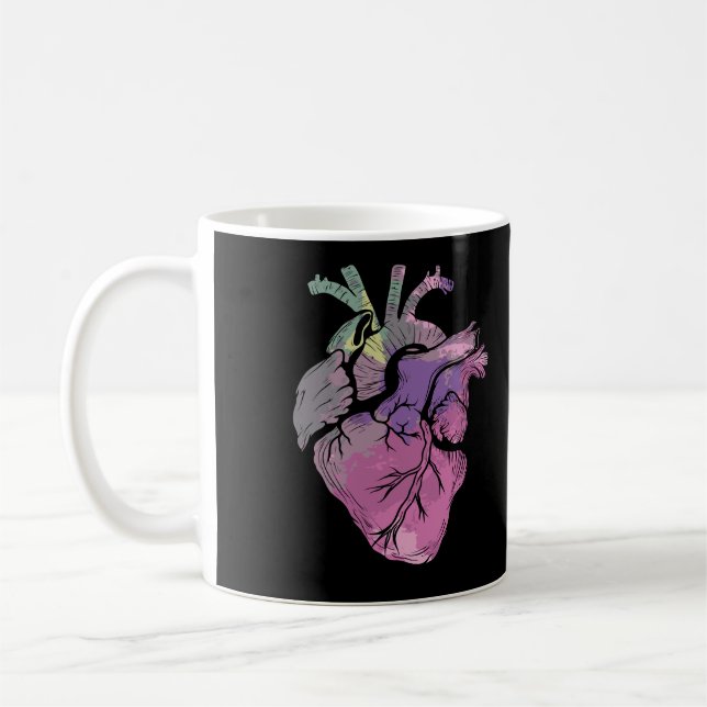 Caneca De Café Linda Anatomia Médica Gráfica do Coração Humano (Esquerda)
