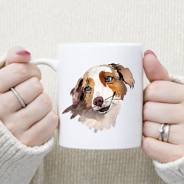 Caneca De Café Linda Aquarela Azul Orelha Australiana