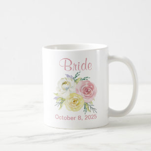 Caneca De Café Linda Aquarela Flores Noiva a Ser