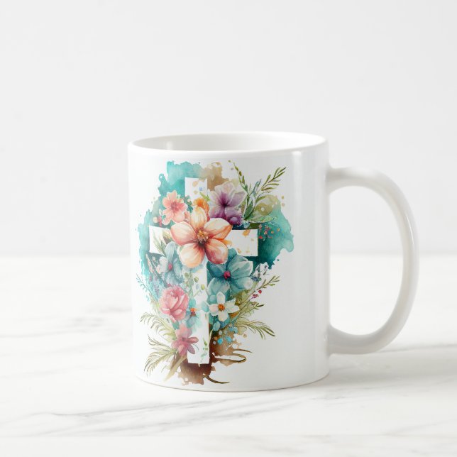 Caneca De Café Linda Aquarela Páscoa Cristã (Direita)