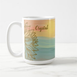 Caneca De Café Linda Aquarela Sunset sobre Águas Flores