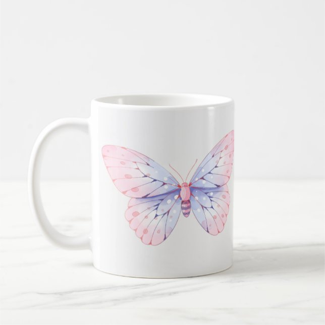 Caneca De Café Linda Borboleta Ilustrada (Esquerda)