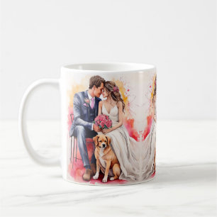 Caneca De Café Linda Casal de Casamento Watercolor