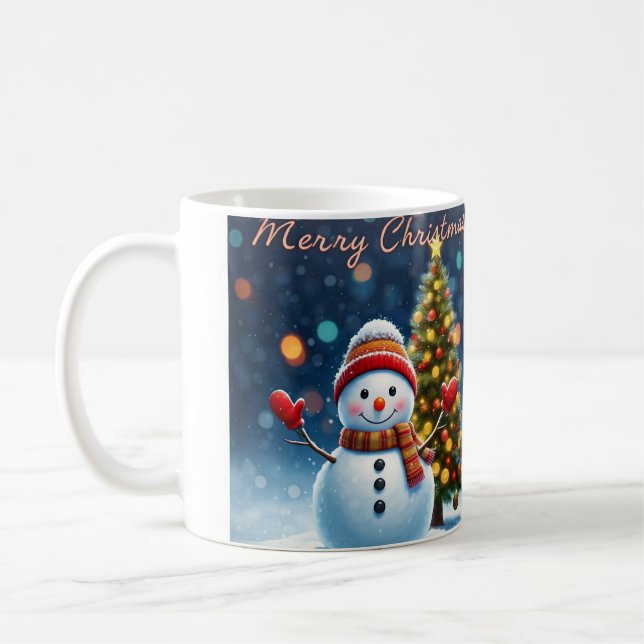 Caneca De Café "Linda Charme de inverno: Árvores de Natal e Neves (Esquerda)