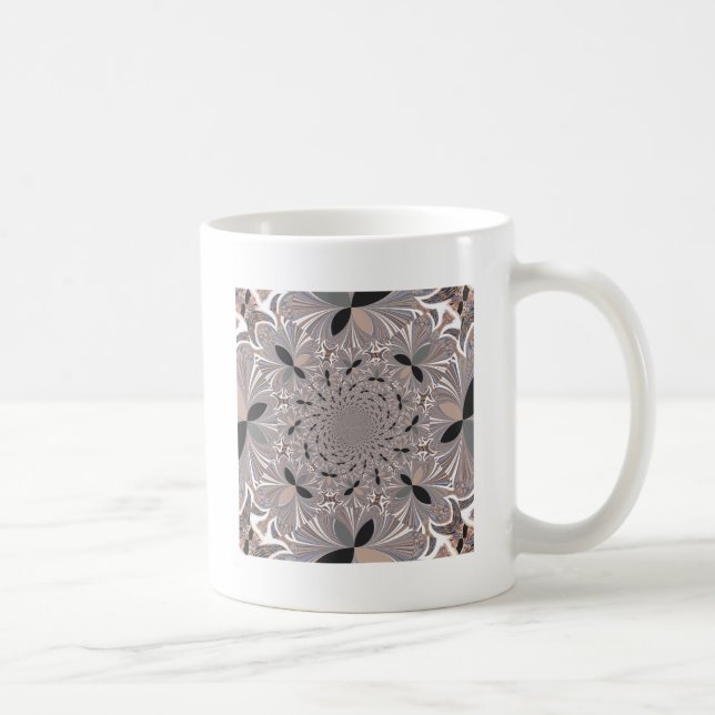 Caneca De Café Linda cinza de cinzas caleidoscópio sem descontinu (Direita)