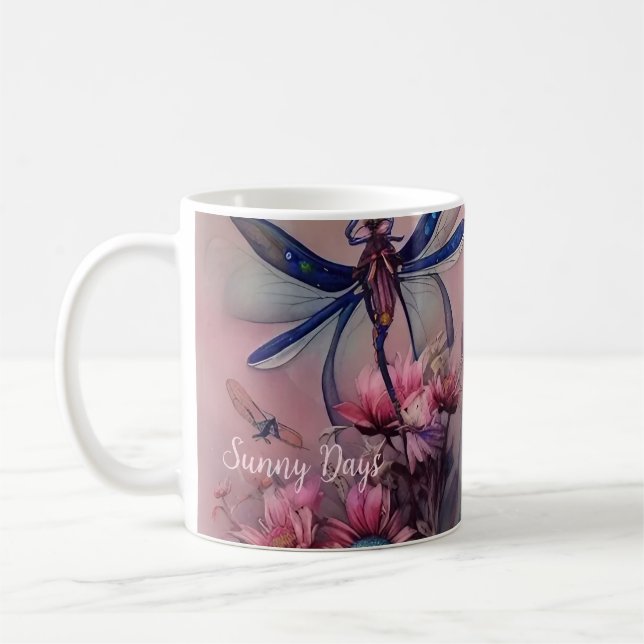 Caneca De Café Linda Dragonfly De Aquarela, Coffee Mug (Esquerda)
