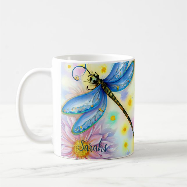 Caneca De Café Linda Dragonfly De Aquarela, Coffee Mug (Esquerda)