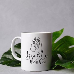 Caneca De Café Linda e Adorável Arte Mínima Beagística Mãe