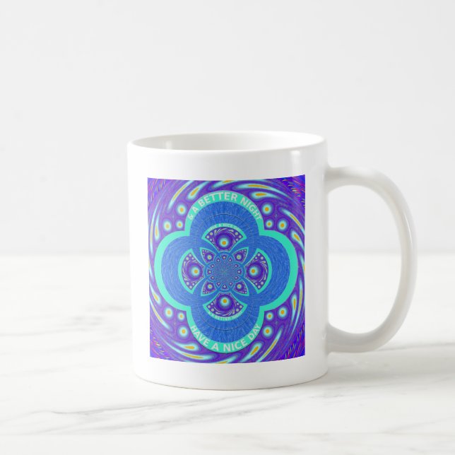 Caneca De Café Linda e adorável design da Flora Azul-Mandala Afri (Direita)