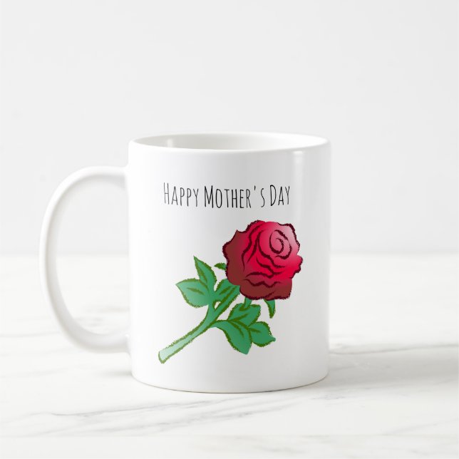 Caneca De Café Linda e bela rosa vermelha (Esquerda)