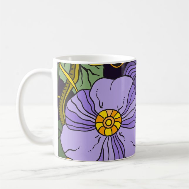 Caneca De Café Linda esboço Floral de café Mug (Esquerda)