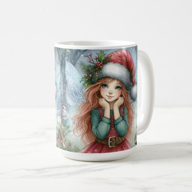 Caneca De Café Linda Fada Feliz Natal (Frente Esquerda)