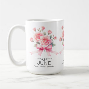 Caneca De Café Linda Flor de Mês de Nascimento/Rosa/Junho
