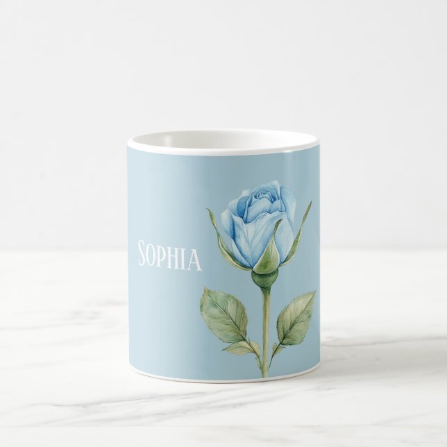 Caneca De Café Linda Flor de Rosa Azul Claro (Centro)