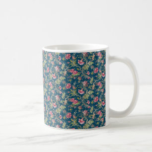 Caneca De Café Linda Floral Colorida Flores Azuis Fundo