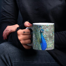 Caneca De Café Linda Foto de Pavão Azul